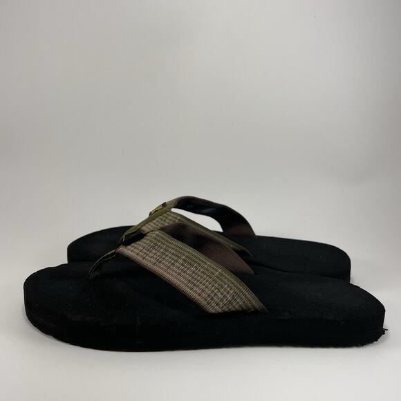 Teva Voya Canvas Flip Flops Mens Size 7 Olive Green Brown Sandals Pool Comfort - Picture 3 of 9